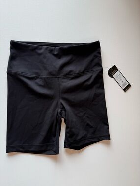 Yogalicious Solid Black High-Waist Bike Shorts